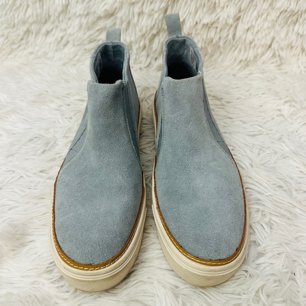 TOMS Stone Gray/Blue Suede Bryce Pull On High Top Sneakers Women's sz 7 - Picture 2 of 7